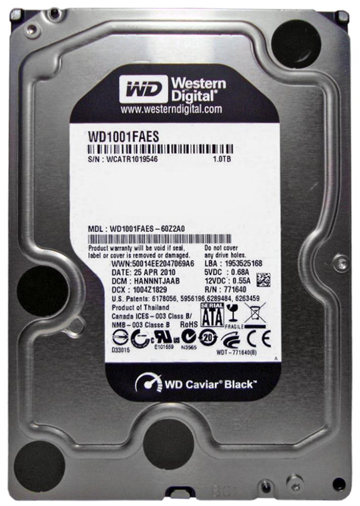 WD1001FAES Western Digital Caviar Black 1TB 7200RPM SATA 3Gbps 64MB Cache 3.5-inch Internal Hard Drive