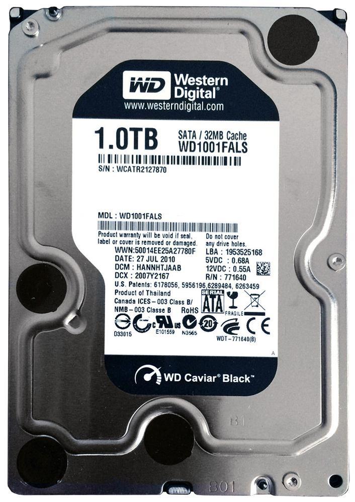 WD1001FALS-19J7BO Western Digital Caviar Black 1TB 7200RPM SATA 3Gbps 32MB Cache 3.5-inch Internal Hard Drive