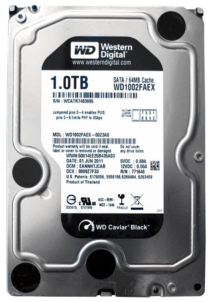 WD1002FAEX-OOZ3AO Western Digital Caviar Black 1TB 7200RPM SATA 6Gbps 64MB Cache 3.5-inch Internal Hard Drive