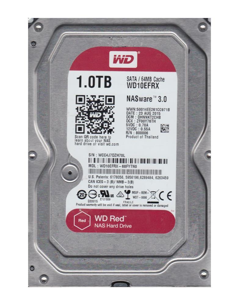 WD10EFRX-68FYTNO Western Digital Red 1TB 5400RPM SATA 6Gbps 64MB Cache 3.5-inch Internal Hard Drive