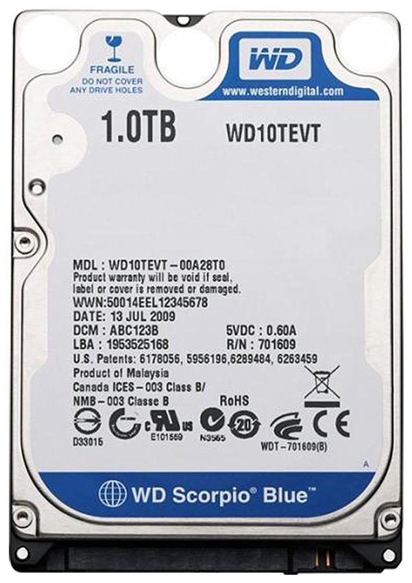 WD10TEVT Western Digital Scorpio Blue 1TB 5200RPM SATA 3Gbps 8MB Cache 2.5-inch Internal Hard Drive