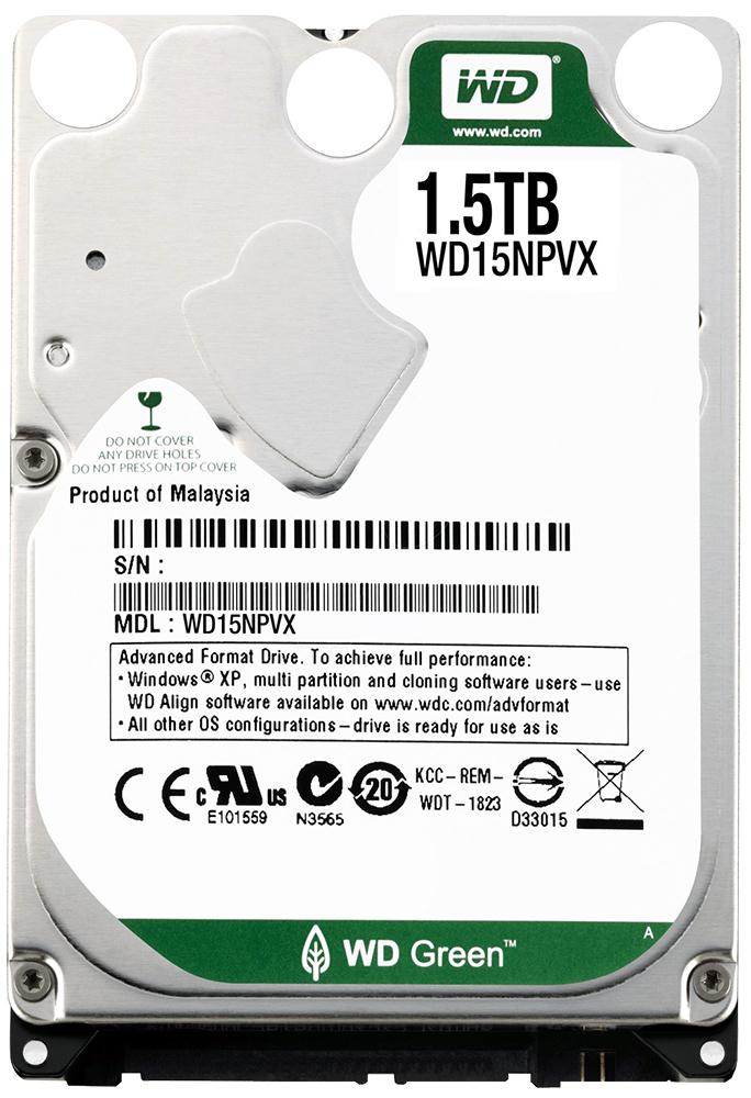 WD15NPVX Western Digital Green 1.5TB 5400RPM SATA 6Gbps 8MB Cache 2.5-inch Internal Hard Drive