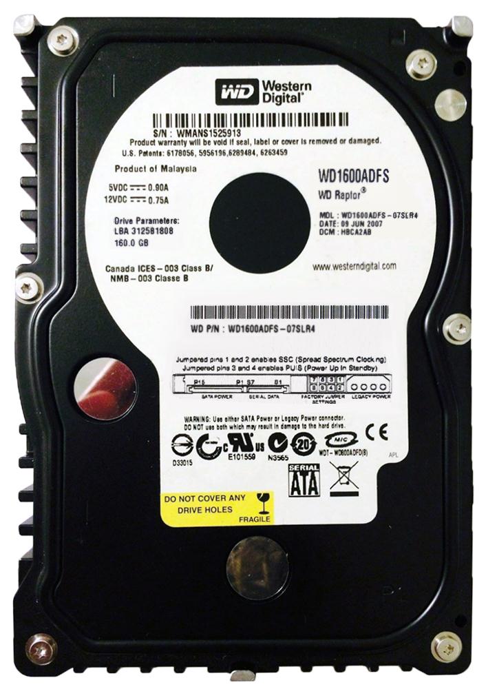 WD1600ADFS Western Digital Raptor 160GB 10000RPM SATA 3Gbps 16MB Cache 3.5-inch Internal Hard Drive