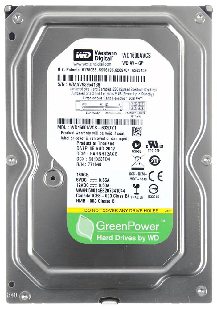 WD1600AVCS Western Digital AV-GP 160GB 5400RPM SATA 3Gbps 16MB Cache 3.5-inch Internal Hard Drive