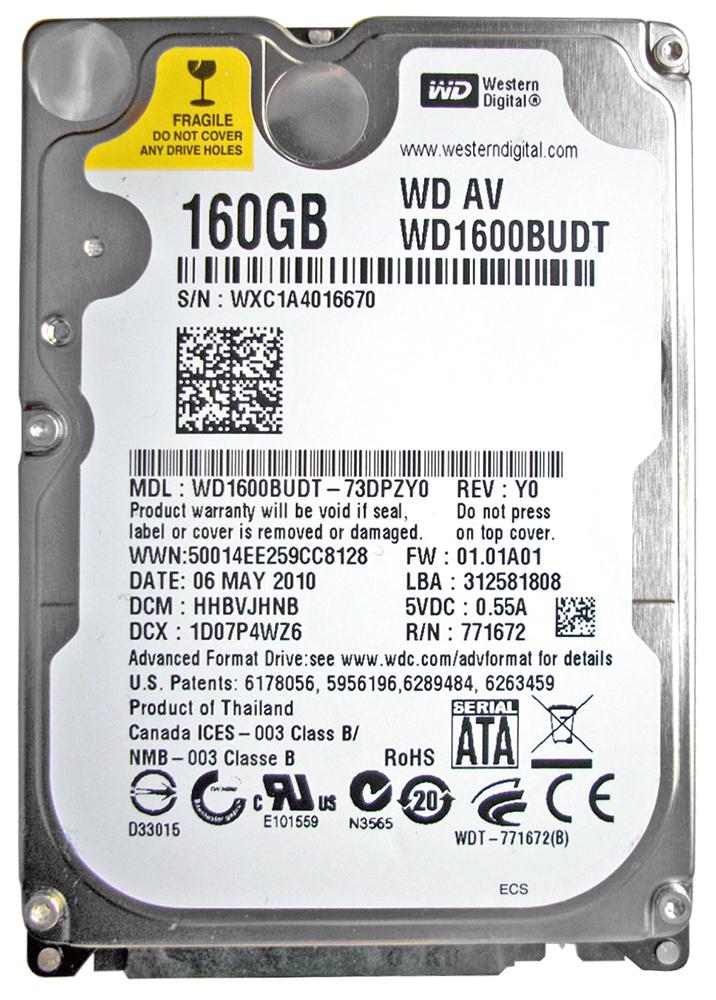 WD1600BUDT-73DPZY0 Western Digital AV-25 160GB 5400RPM SATA 3Gbps 32MB Cache 2.5-inch Internal Hard Drive