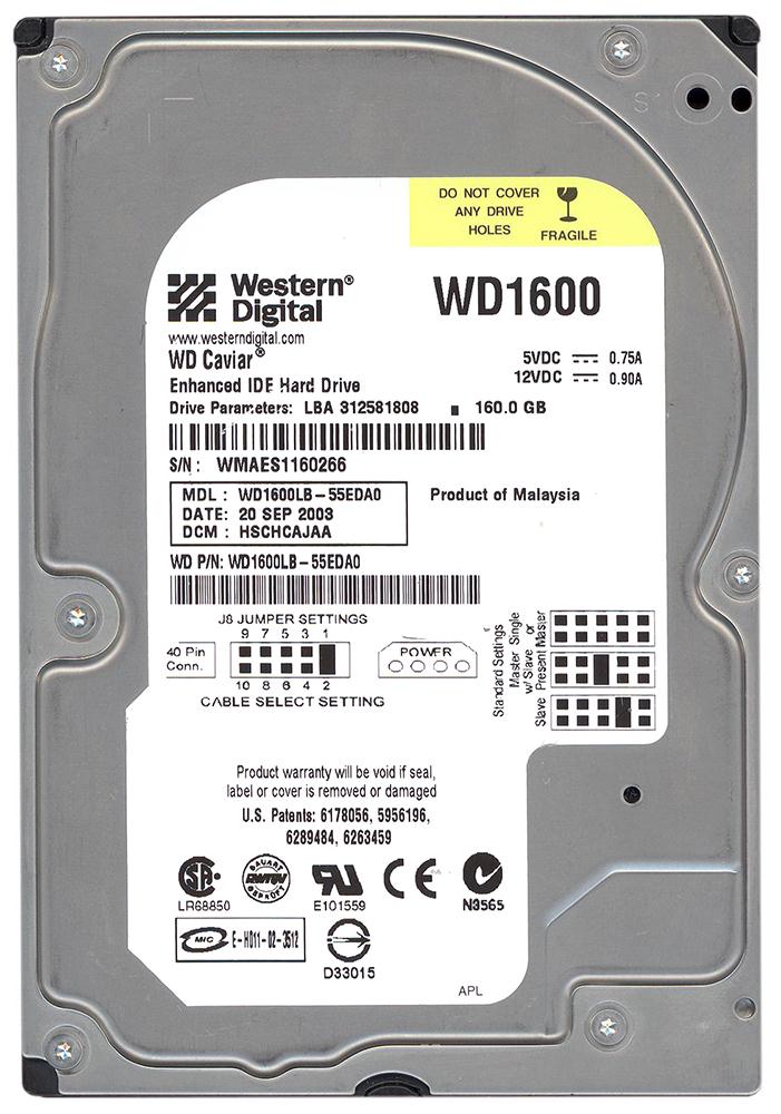 WD1600LB Western Digital Caviar 160GB 7200RPM ATA-100 2MB Cache 3.5-inch Internal Hard Drive