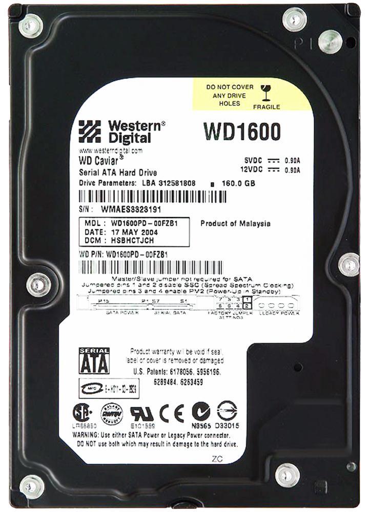 WD1600PD Western Digital Caviar Blue 160GB 7200RPM SATA 1.5Gbps 8MB Cache 3.5-inch Internal Hard Drive