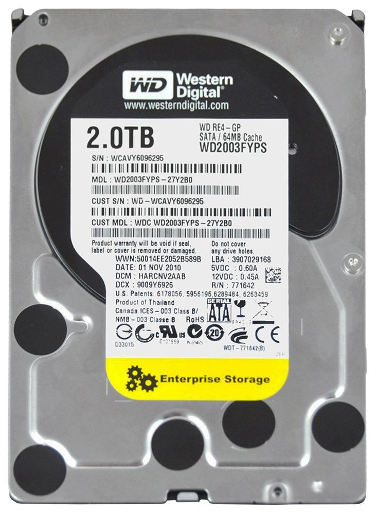 WD2003FYPS-27Y2B0 Western Digital RE4 2TB 7200RPM SATA 3Gbps 64MB Cache 3.5-inch Internal Hard Drive