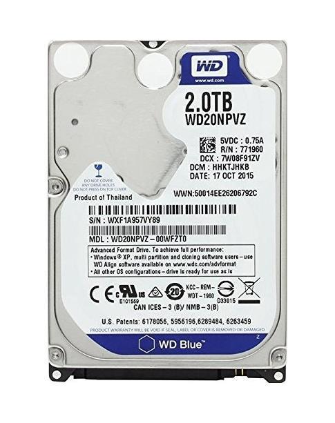 WD20NPVZ-00WFZT0 Western Digital Blue 2TB 5200RPM SATA 6Gbps 8MB Cache 2.5-inch Internal Hard Drive