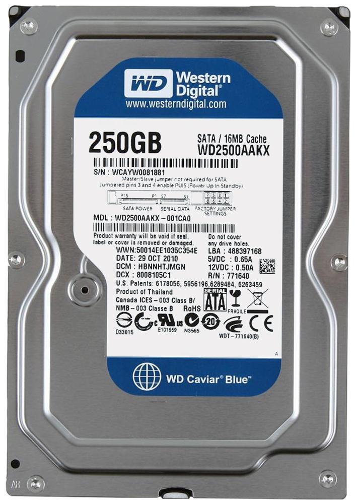 WD2500AAKX Western Digital Caviar Blue 250GB 7200RPM SATA 6Gbps 16MB Cache 3.5-inch Internal Hard Drive