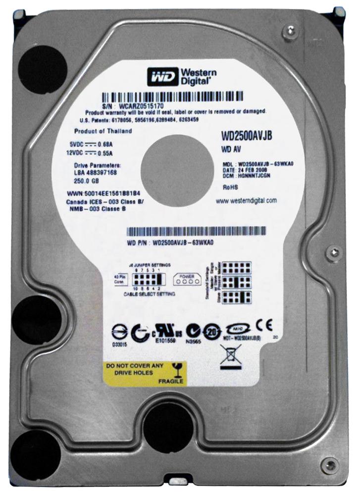 WD2500AVJB Western Digital AV 250GB 7200RPM ATA-100 8MB Cache 3.5-inch Internal Hard Drive