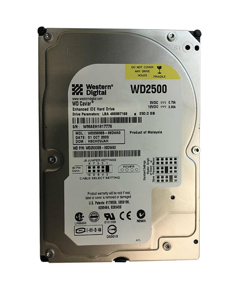 WD2500BB-98DWA0 Western Digital Caviar 250GB 7200RPM ATA-100 2MB Cache 3.5-inch Internal Hard Drive