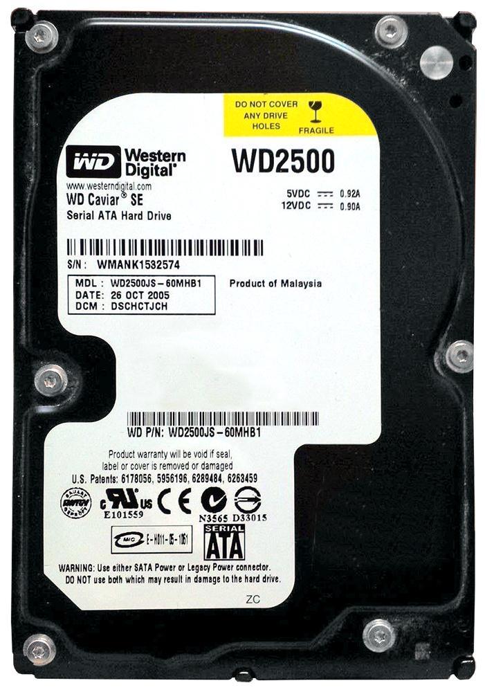 WD2500JS-60NCB1 Western Digital Caviar Blue 250GB 7200RPM SATA 3Gbps 8MB Cache 3.5-inch Internal Hard Drive