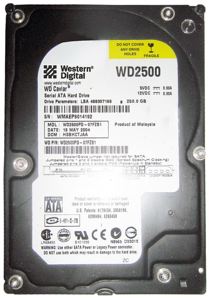 WD2500PD Western Digital Caviar Blue 250GB 7200RPM SATA 1.5Gbps 8MB Cache 3.5-inch Internal Hard Drive