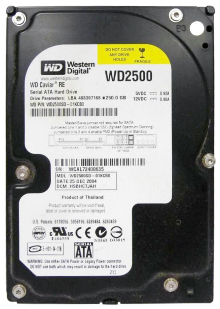 WD2500SD Western Digital Caviar RE 250GB 7200RPM SATA 1.5Gbps 8MB Cache 3.5-inch Internal Hard Drive