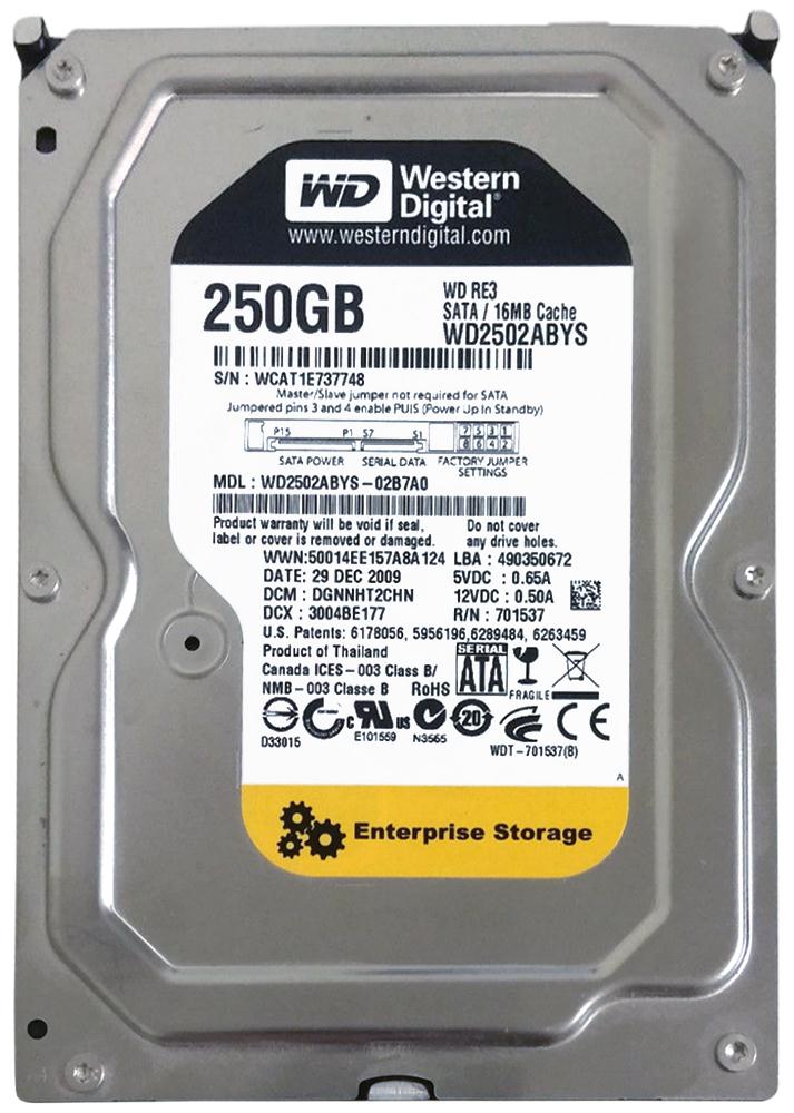 WD2502ABYS-02B7A0 Western Digital RE3 250GB 7200RPM SATA 3Gbps 16MB Cache 3.5-inch Internal Hard Drive