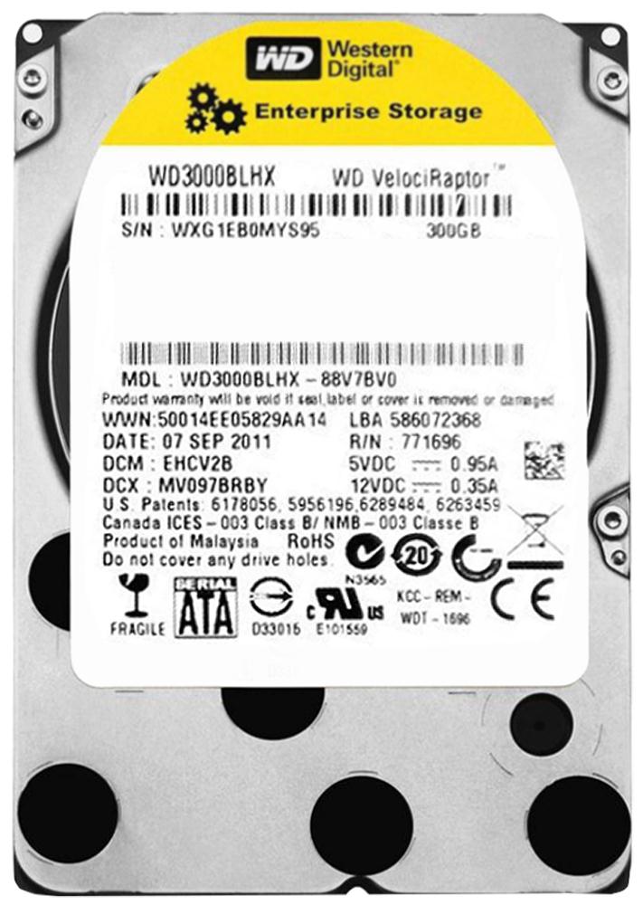 WD3000BLHX-88V7BV0 Western Digital VelociRaptor 300GB 10000RPM SATA 3Gbps 32MB Cache 2.5-inch Internal Hard Drive