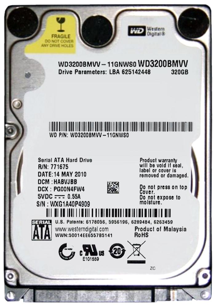 WD3200BMVV-11GNWS0 Western Digital 320GB SATA 1.5 Gbps Hard Drive