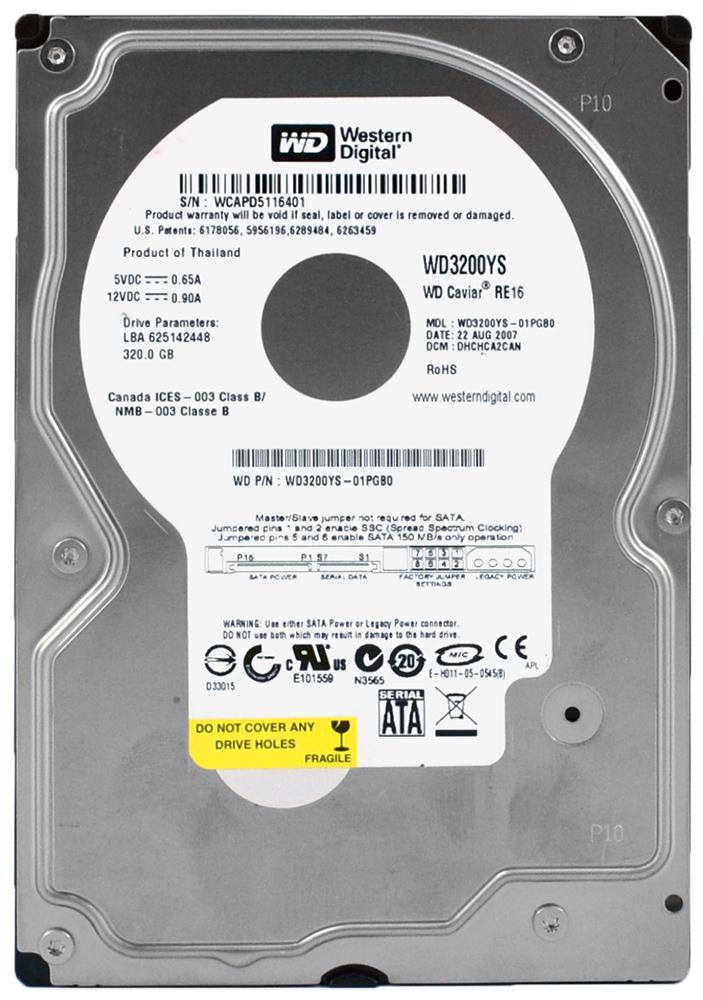 WD3200YS Western Digital RE2 320GB 7200RPM SATA 3Gbps 16MB Cache 3.5-inch Internal Hard Drive