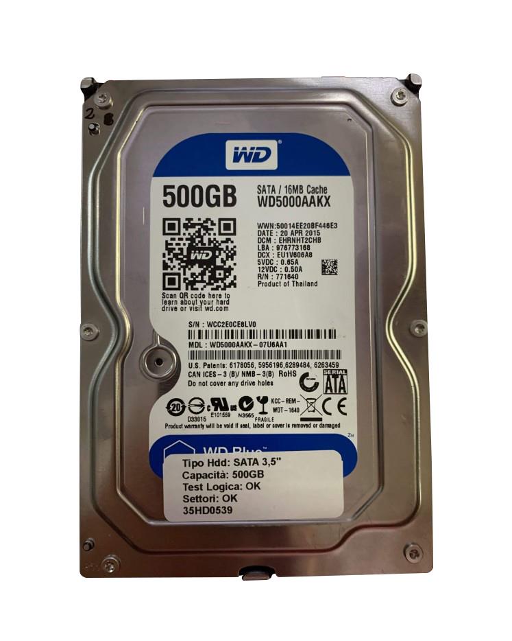 WD Blue 500GB Desktop Hard Disk Drive - 7200 RPM SATA 6 Gb/s 16MB Cache 3.5  Inch - WD5000AAKX