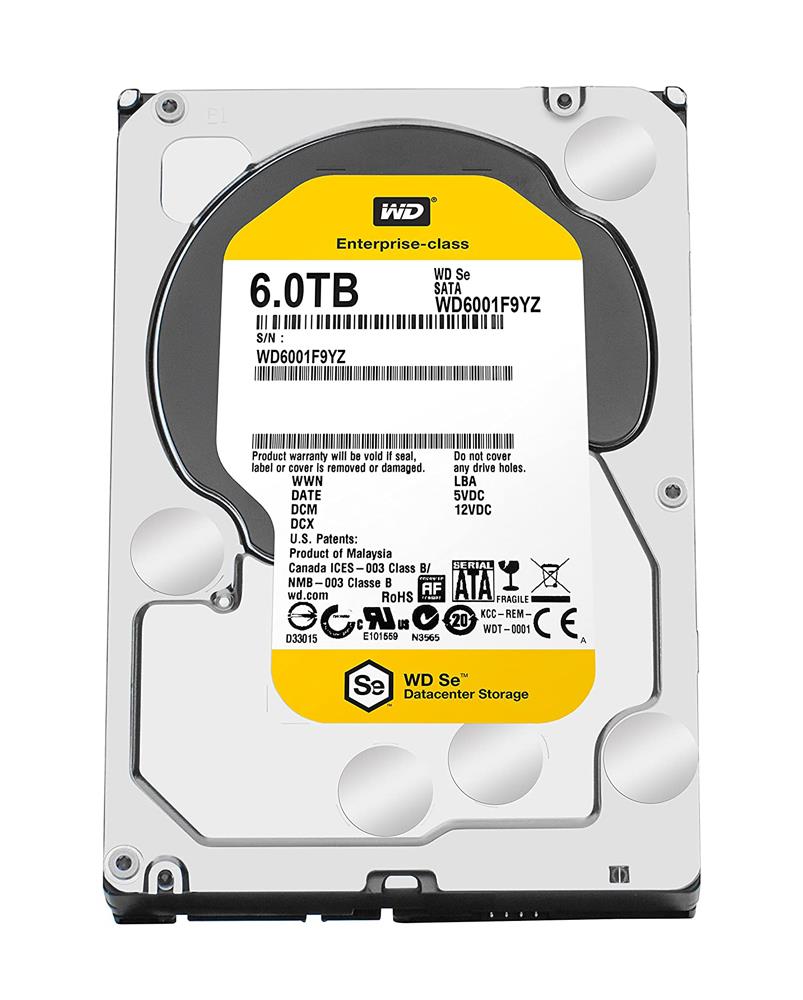WD6001F9YZ-09YUWL1 Western Digital Se 6TB 7200RPM SATA 6Gbps 128MB Cache 3.5-inch Internal Hard Drive