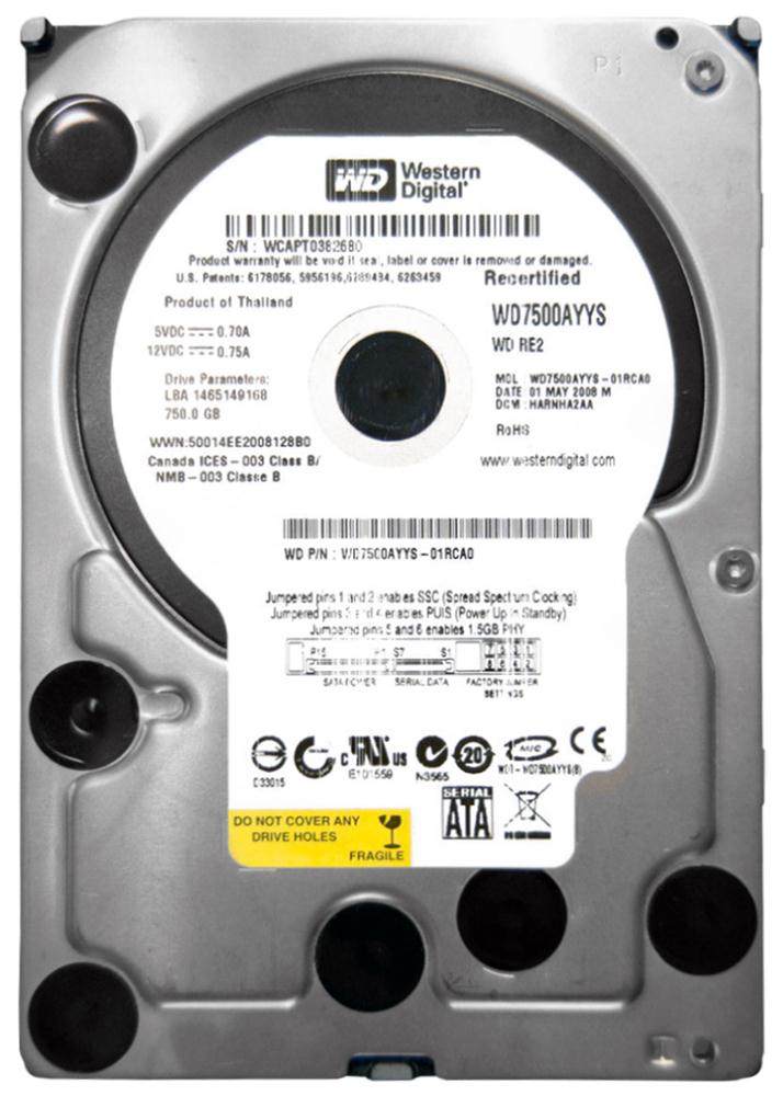 WD7500AYYS Western Digital RE2 750GB 7200RPM SATA 3Gbps 16MB Cache 3.5-inch Internal Hard Drive