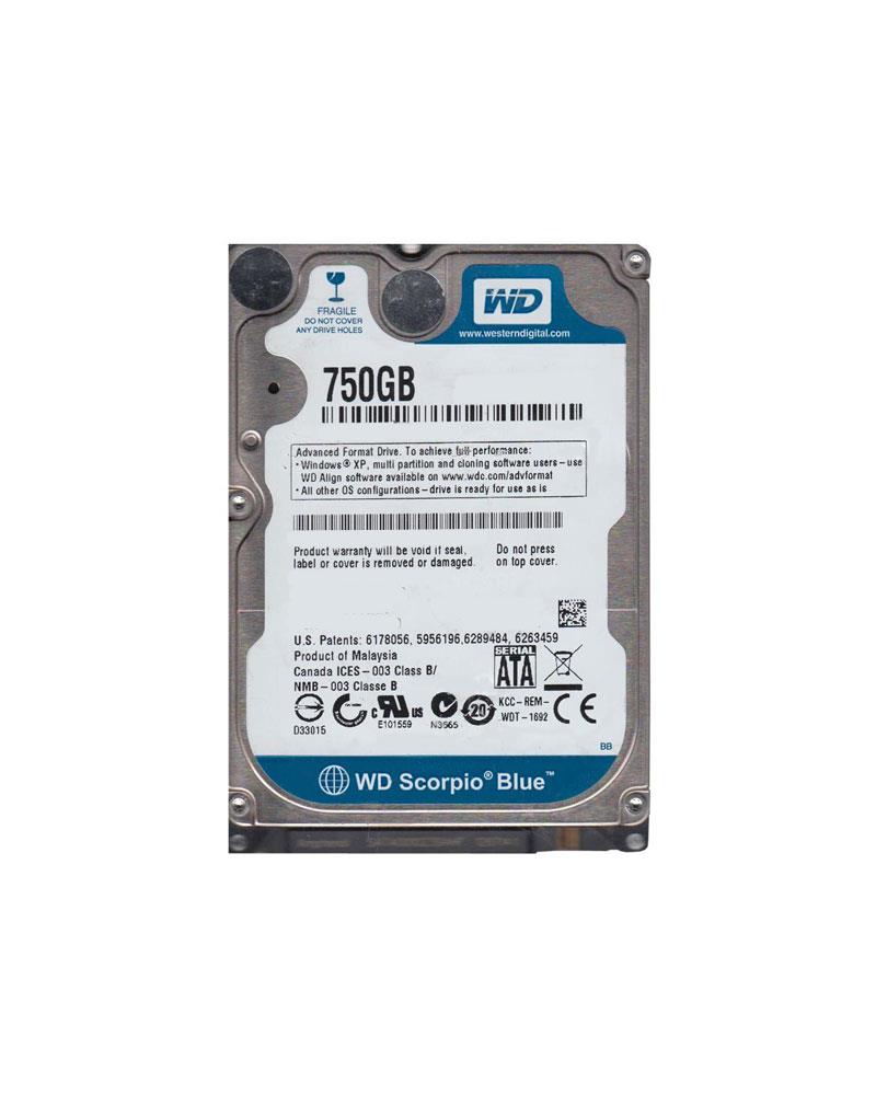 WD7500BPVT-OOHXZT1 Western Digital Scorpio Blue 750GB 5400RPM SATA 3Gbps 8MB Cache 2.5-inch Internal Hard Drive