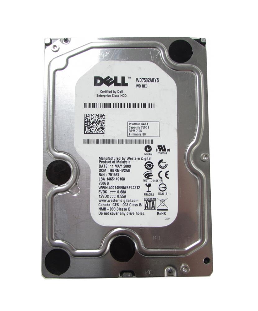 WD7502ABYS-DELL Western Digital RE3 750GB 7200RPM SATA 3Gbps 32MB Cache 3.5-inch Internal Hard Drive