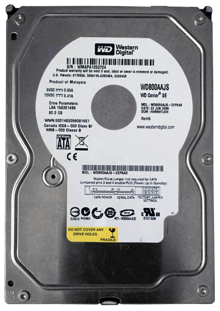 WD800AAJS Western Digital Caviar Blue 80GB 7200RPM SATA 3Gbps 8MB Cache 3.5-inch Internal Hard Drive