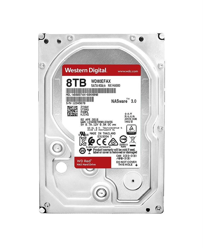WD80EFAX-68LHPNO Western Digital Red NAS 8TB 5400RPM SATA 6Gbps 256MB Cache 3.5-inch Internal Hard Drive