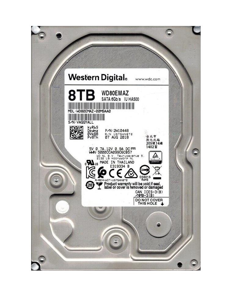 WD80EMAZ-00M9AA0 Western Digital Red 8TB 5400RPM SATA 6Gbps 256MB Cache 3.5-inch Internal Hard Drive
