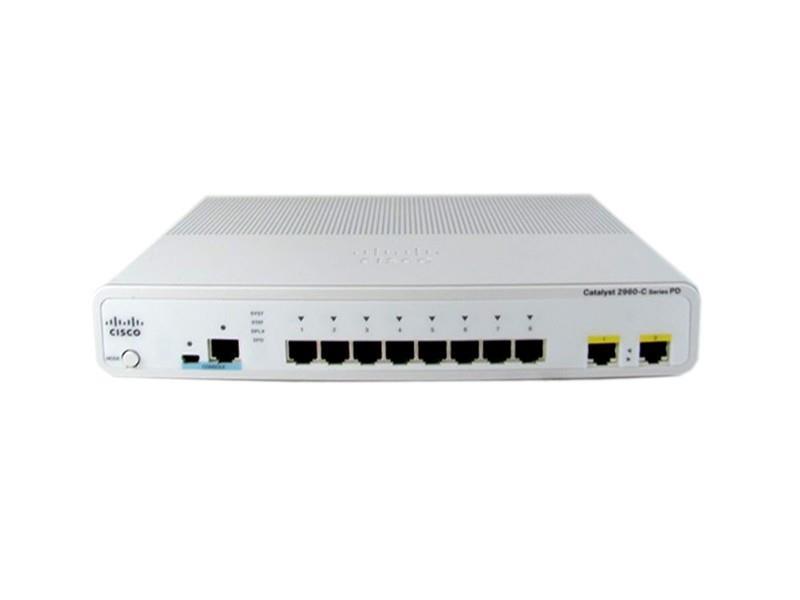 WS-C2960CPD-8PT-L-WS Cisco 8-Ports 10/100/1000Base-T RJ-45 PoE USB Manageable Layer2 Desktop, Rack-mountable and Wall Mountable Switch with 2x Gigabit Ethernet Uplink Ports (Refurbished)