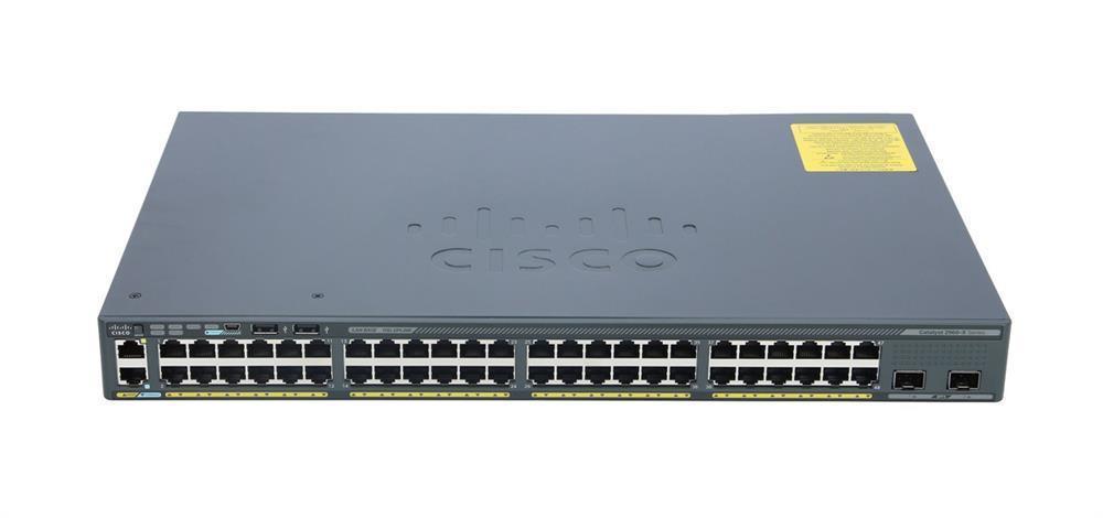 WS-C2960X-48TDL-RF Cisco Catalyst 2960X-48TD-L 48-Ports 10/100/1000Base-T RJ-45 PoE USB Manageable Layer2 Rack-mountable Switch with 2x SFP+ Ports (Refurbished)