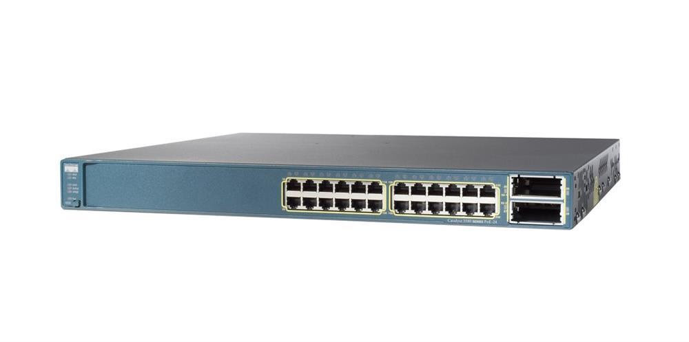 WS-C3560E-24PD-E Cisco Catalyst 3560E 24-Ports 10/100/1000 PoE+2 10GE(X2) 750W IPS Switch (Refurbished)