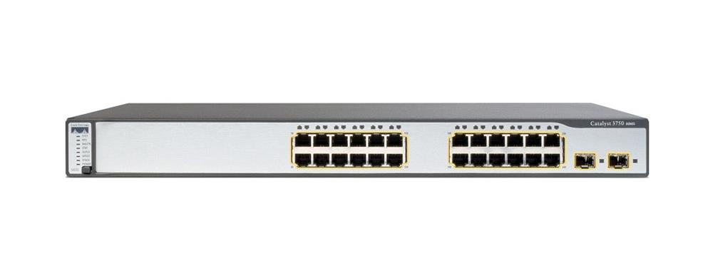 WS-C3750-24P-AP25 Cisco Catalyst 3750 24-Ports Gigabit Ethernet Manageable Rack-mountable Switch with 2x SFP Ports (Refurbished)