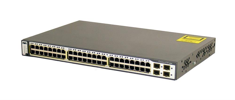 WS-C3750-48TS-S Cisco Catalyst 3750 48-Ports 10/100 RJ-45 Managebale Layer3 Rack-mountable 1U Stackable Ethernet Switch with 4x SFP Ports (Refurbished)