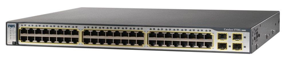 WS-C3750G-48TS-E-WS Cisco Catalyst 3750 48-Ports 10/100/1000T RJ-45 PoE Manageable Layer3 Rack Mountable 1U and Stackable Switch 4x SFP Ports (Refurbished)