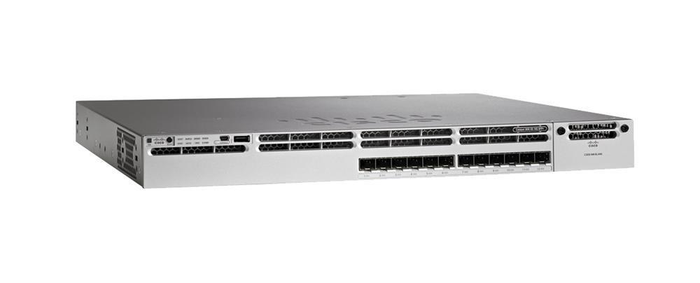 WS-C3850-12S-S-RF Cisco Catalyst WS-C3850-12S-S 12-Ports SFP Manageable Layer3 Rack-mountable 1U Stackable Modular Switch with 1x Network Interface Module (NIM) (Refurbished)