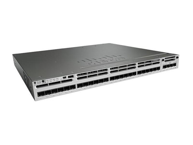 WS-C3850-24S-S-RF Cisco Catalyst WS-C3850-24S-S 24-Ports SFP 1000Base-X Manageable Layer3 Rack-mountable 1U Stackable Switch with 1x Network Interface Module (NIM) (Refurbished)