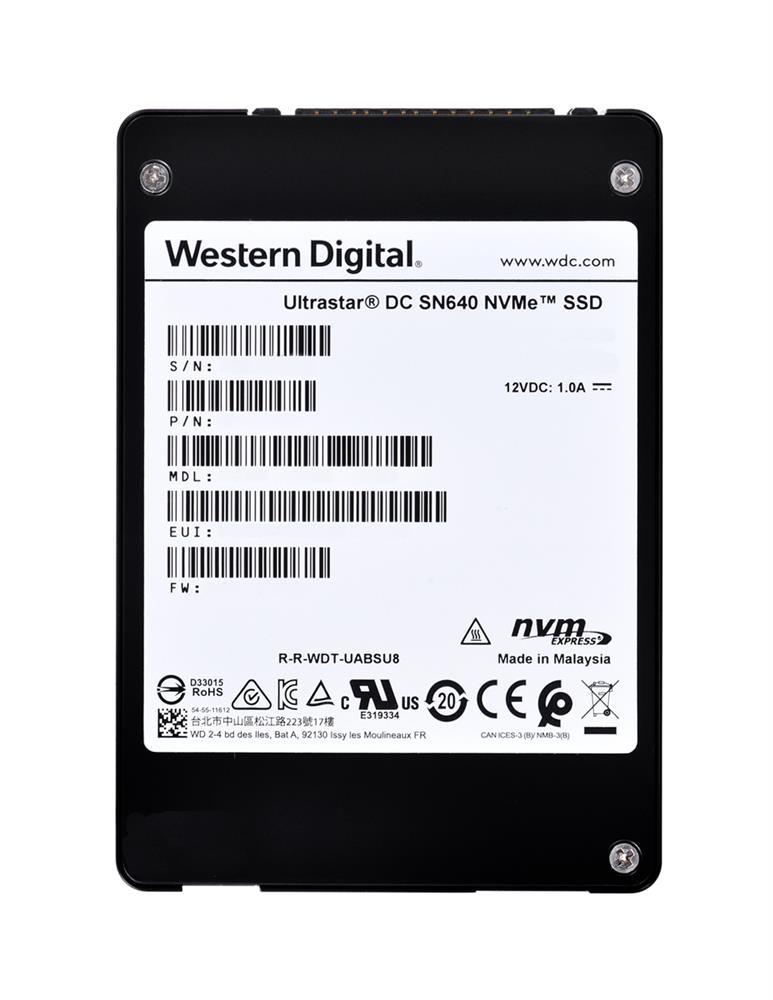 WUS4CB064D7P3E3 Western Digital Ultrastar DC SN640 6.4TB TLC PCI Express 3.1 x4 NVMe U.2 2.5-inch Internal Solid State Drive (SSD)