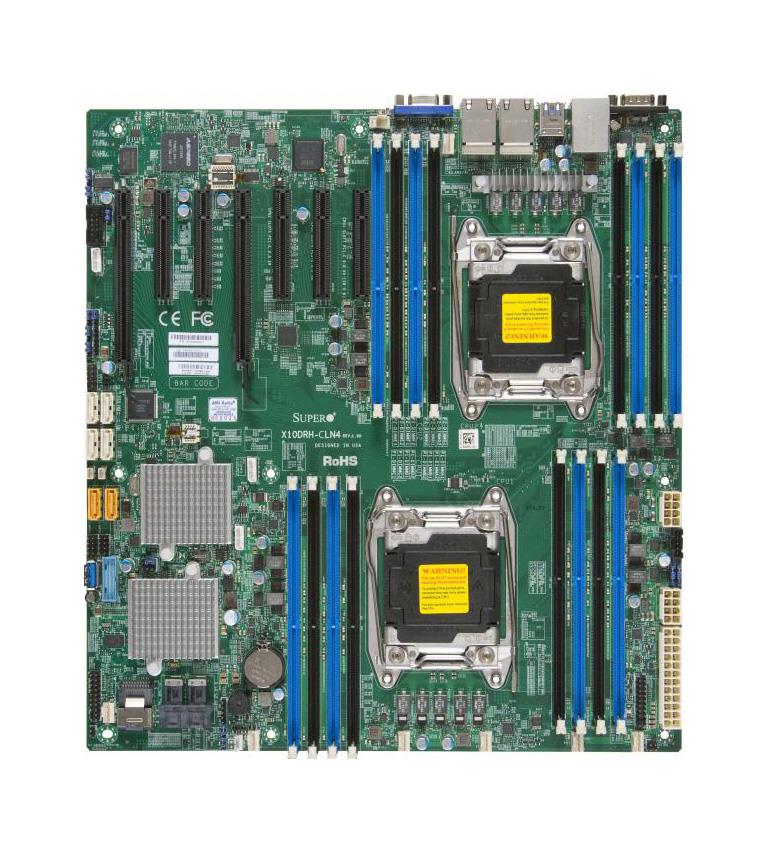 X10DRH-CLN4-O SuperMicro Dual Socket R3 LGA 2011 Xeon E5-2600 v4 / v3 Intel C612 Chipset DDR4 16 x DIMM 10 x SATA 6Gbps E-ATX Server Motherboard (Refurbished)