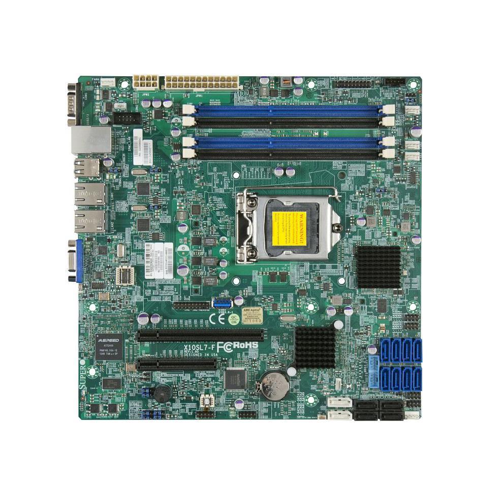 X10SL7FB SuperMicro X10SL7-F Socket LGA 1150 Intel C222 Express Chipset Xeon E3-1200 v3/v4 4th Generation Core i7 / i5 / i3 / Pentium / Celeron Processors Support DDR3 4x DIMM 2x SATA 6.0Gb/s Micro ATX Server Motherboard (Refurbished)