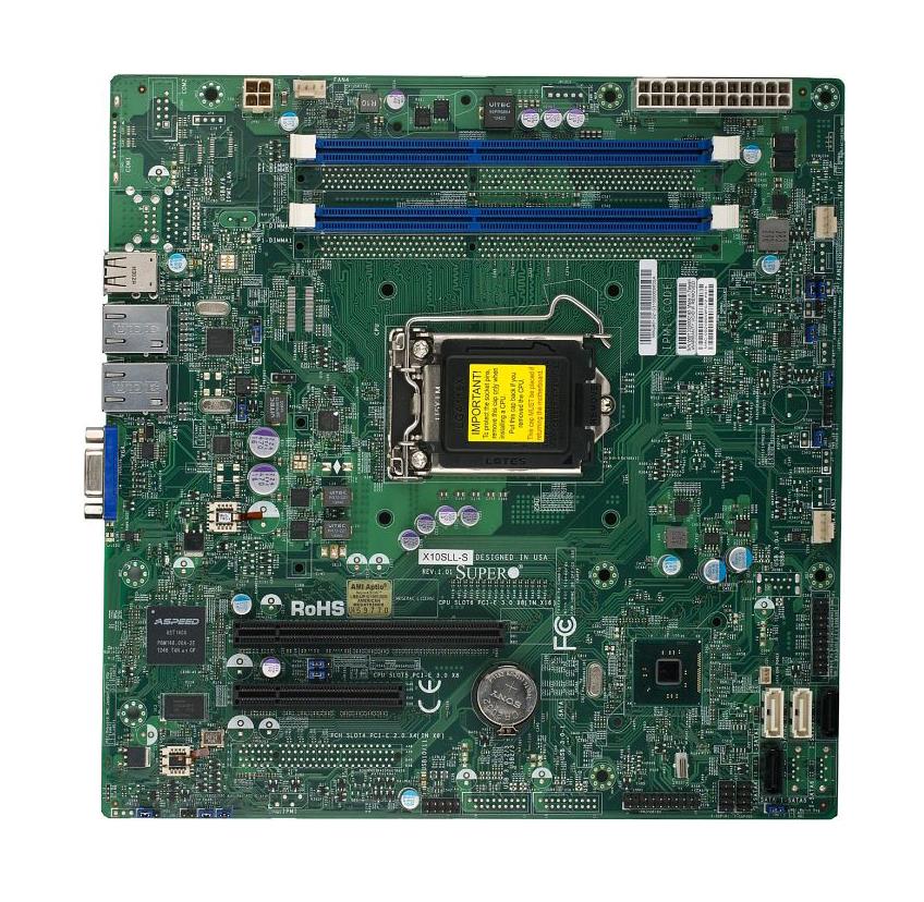 X10SLL-F SuperMicro Socket LGA 1150 Intel C222 Express Chipset Xeon E3-1200 v3/ 4th Gen Core i3/ Pentium/ Celeron Processors Support Single DDR3 4x DIMM 2x SATA 6.0Gb/s Micro-ATX Server Motherboard (Refurbished)