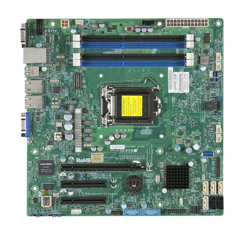 X10SLM+-F SuperMicro Socket LGA 1150 Intel C224 Express Chipset Intel Xeon E3-1200 v3/v4 4th/5th Generation Core i7 / i5 / i3 Processors Support DDR3 4x DIMM 4x SATA 6.0Gb/s Micro-ATX Server Motherboard (Refurbished) 