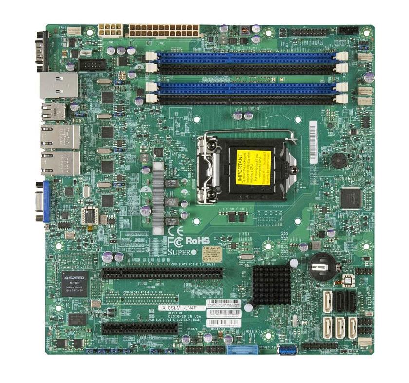 X10SLM+-LN4F-O SuperMicro X10SLM+-LN4F Single Socket LGA 1150 Intel C224 Express Chipset Xeon E3-1200 v3/ 4th Generation Core i3 / Pentium / Celeron Processors Support DDR3 4x DIMM 4x SATA3 6.0Gb/s Micro-ATX Server Motherboard (Refurbished)