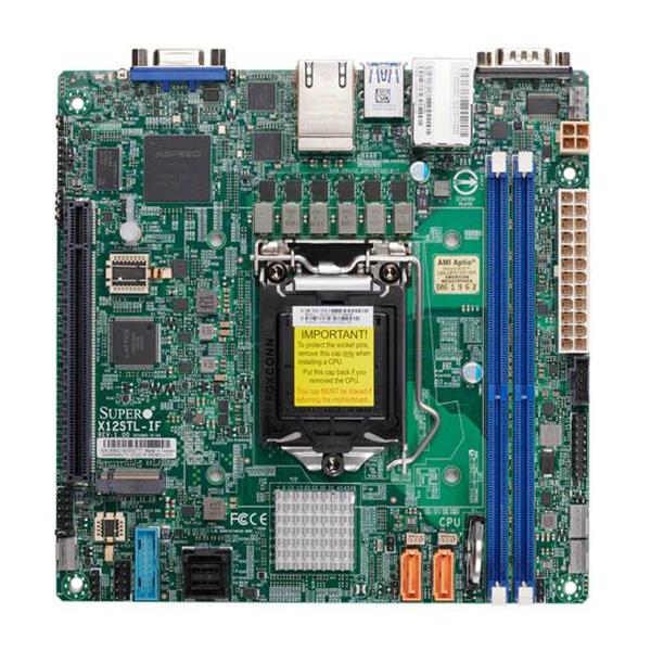 X12STL-IF SuperMicro Single Socket LGA 1200 Intel C252 Chipset Intel Xeon E-2300 / Pentium Processors Support DDR4 2x DIMM 6x SATA3 6.0Gb/s Mini-ITX Server Motherboard (Refurbished)
