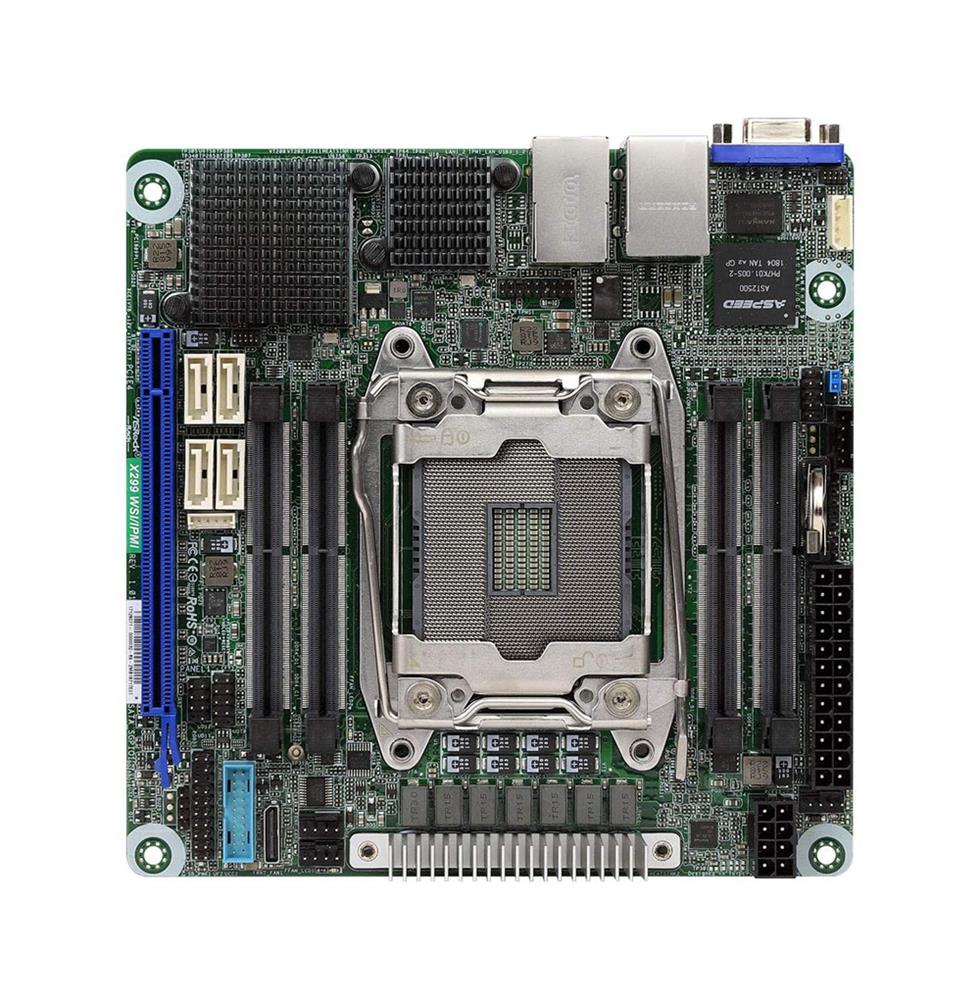 X299 WSI/IPMI ASRock Socket LGA 2066 Intel X299 Chipset Core X-Series Processors Support DDR4 4x DIMM 4x SATA3 6.0Gb/s Mini-ITX Server Motherboard (Refurbished)