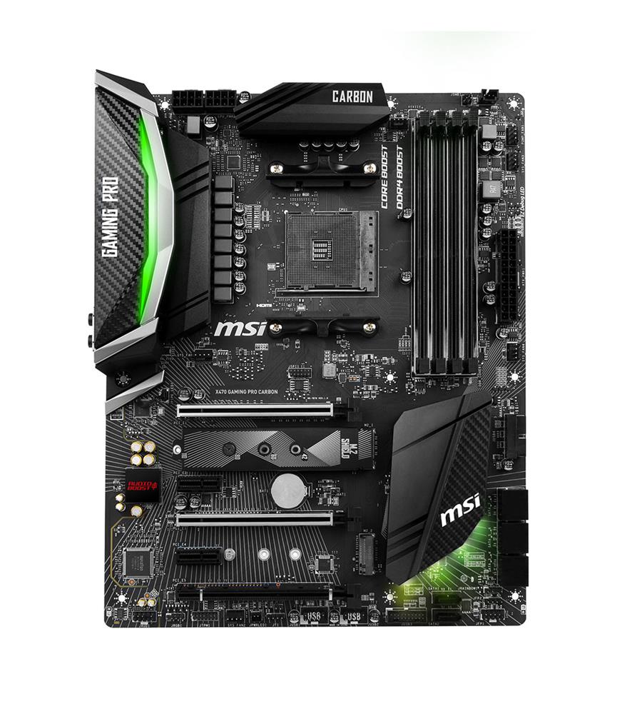 X470 GAMING PRO CARBON AC MSI Socket AM4 AMD X470 Chipset AMD Ryzen A-Series/ AMD Athlon Processors Support DDR4 4x DIMM 8x SATA3 6.0Gb/s ATX Motherboard (Refurbished)