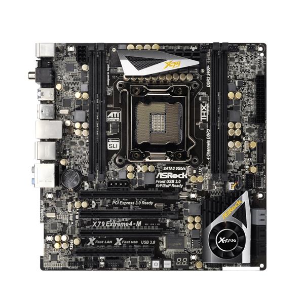 X79-EXTREME4-M ASRock X79 Extreme4-M Socket LGA 2011 Intel X79 Chipset Core i7 Processors Support DDR3 4x DIMM 4x SATA2 3.0Gb/s Micro-ATX Motherboard (Refurbished)