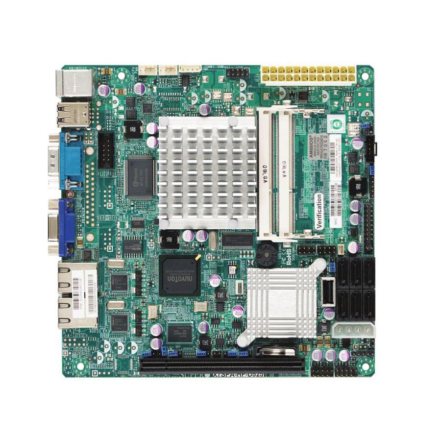 X7SPA-HF-D525 SuperMicro Socket On Board Intel ICH9R Express Chipset Intel Atom D525 Processors Support DDR3 2x SO-DIMM 6x SATA 3.0Gb/s Mini ITX Server Motherboard (Refurbished)